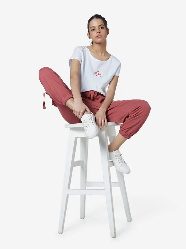 LOV White Printed High-Low Sherry T-Shirt