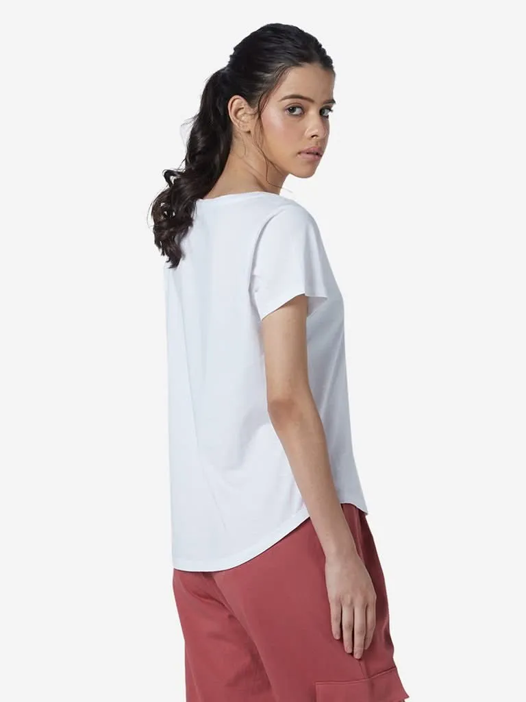 LOV White Printed High-Low Sherry T-Shirt