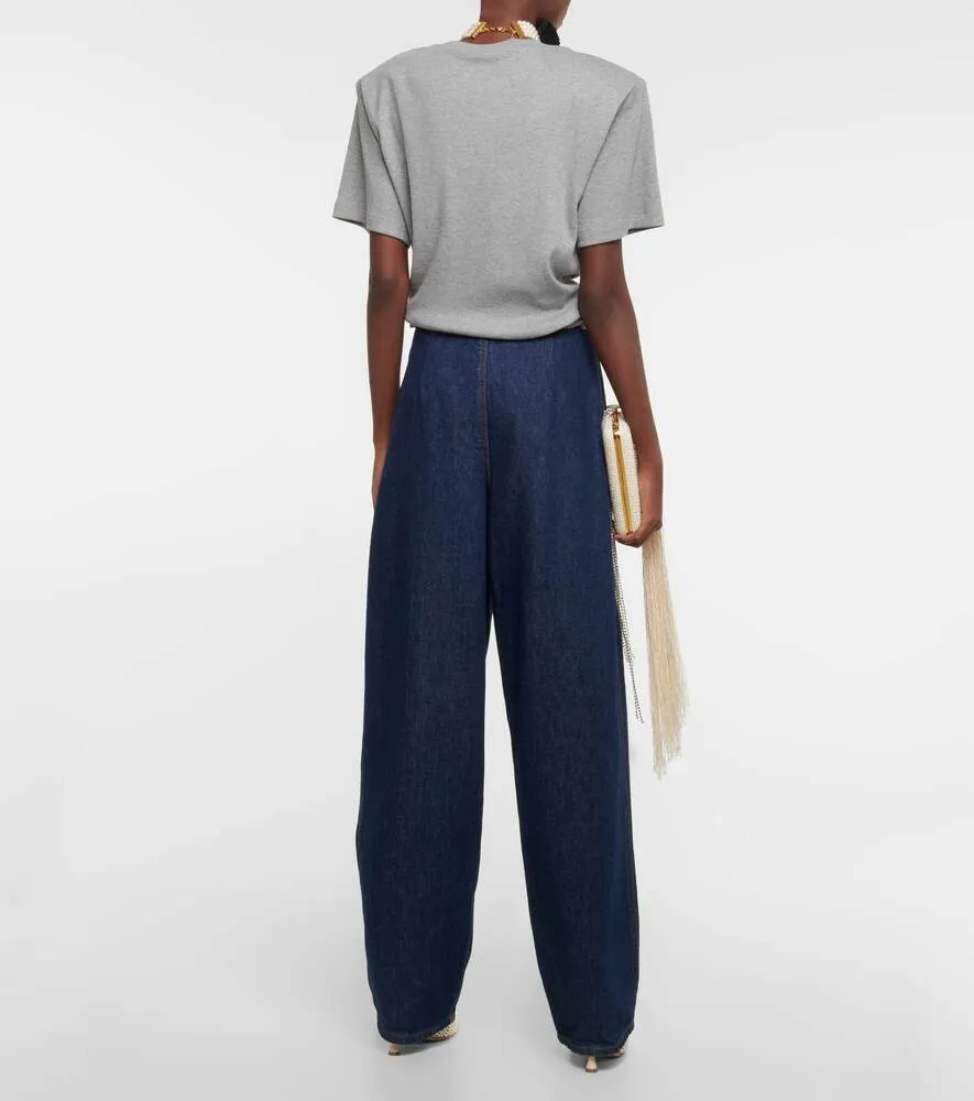 MAGDA BUTRYM cotton blend cropped T-shirt, gray
