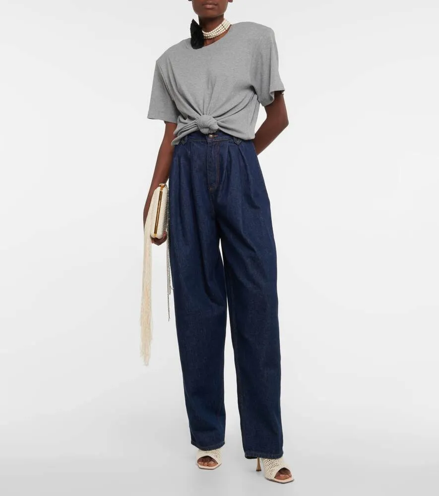 MAGDA BUTRYM cotton blend cropped T-shirt, gray