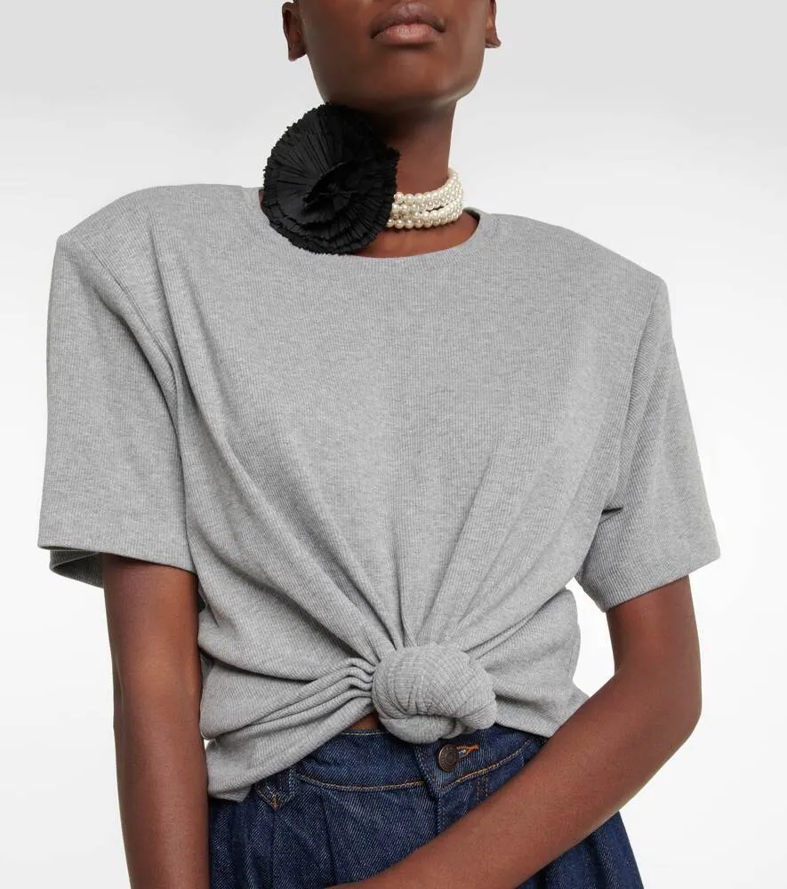 MAGDA BUTRYM cotton blend cropped T-shirt, gray