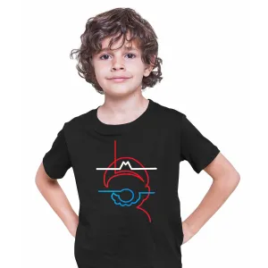 Mario One line drawing Mario Super T-Shirts for Kids OLD SKOOL