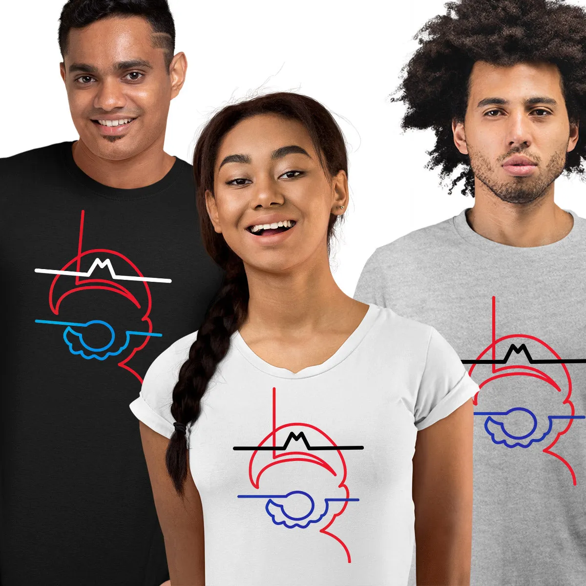 Mario One line drawing Mario Super T-Shirts for Kids OLD SKOOL