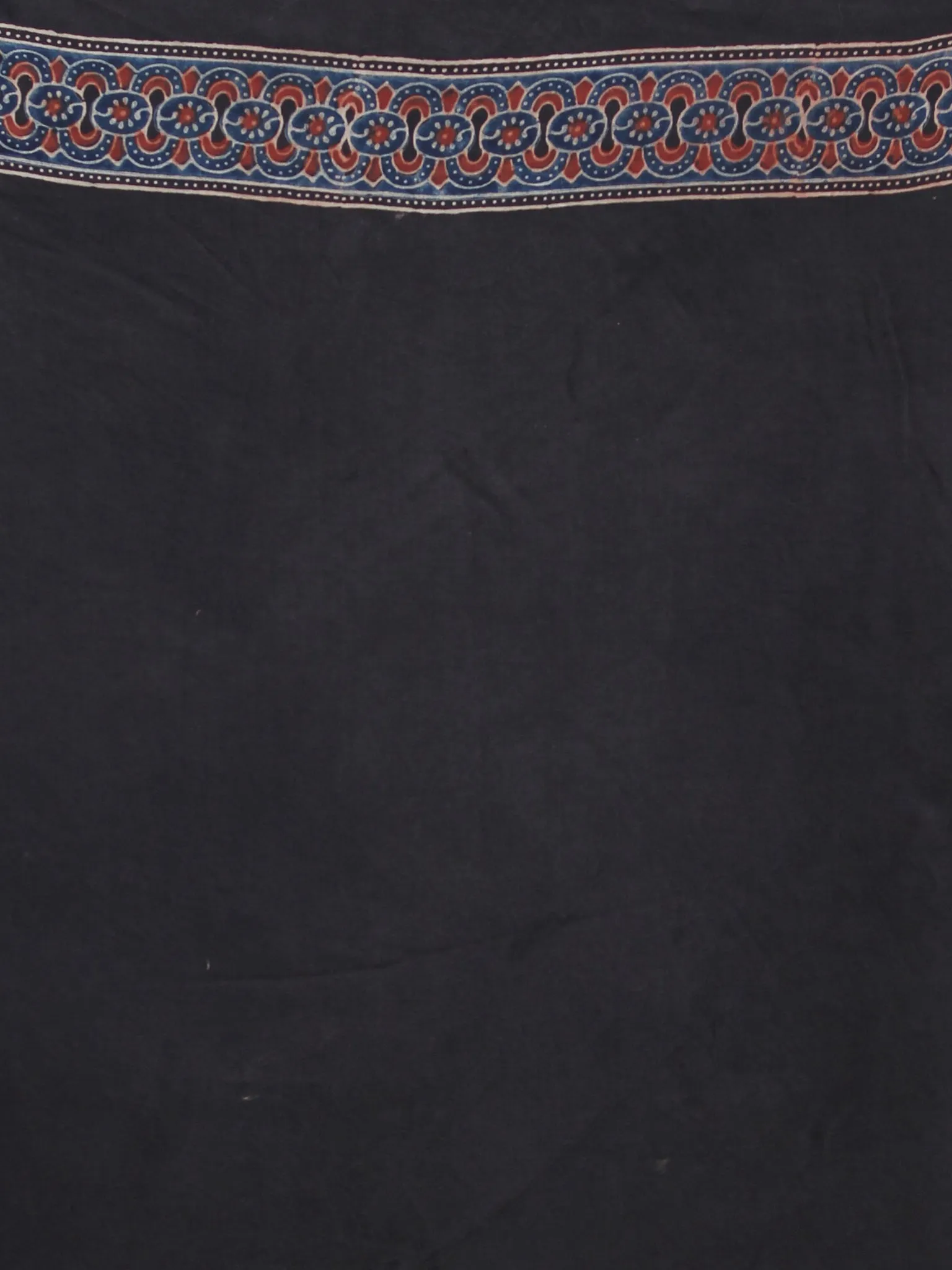Maroon Black Indigo Ajrakh Hand Block Printed Modal Silk Saree - S031704121