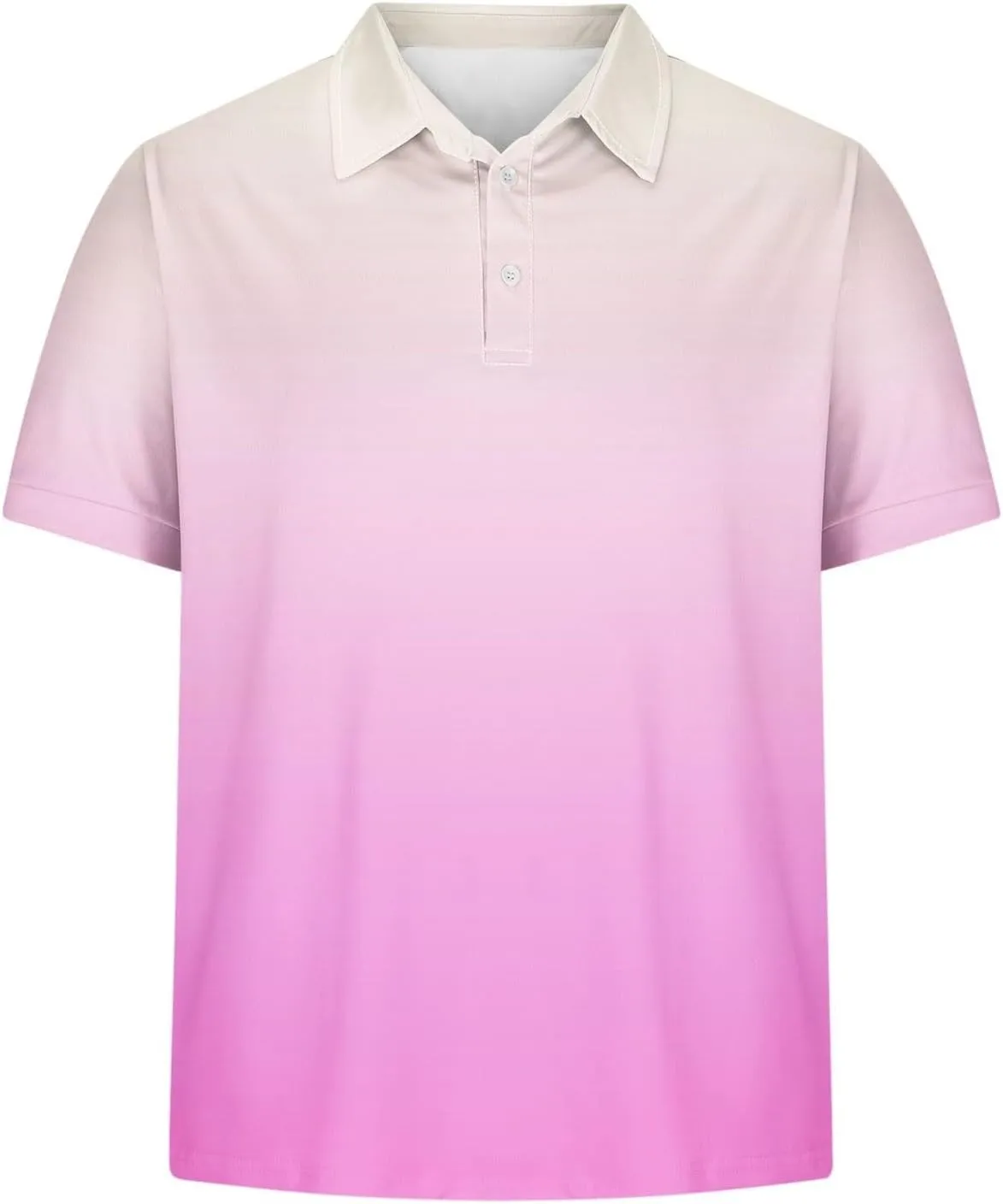 Mens Casual Polo Shirts Gradient Color Button up Short Sleeve T-Shirt Novelty Summer Fitness Gym Athletic Active Tops