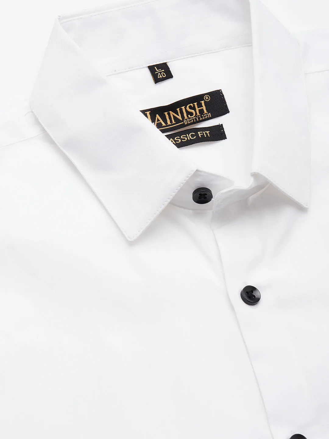 Men's Cotton Printed Formal Shirts ( SF 807White ) - Jainish