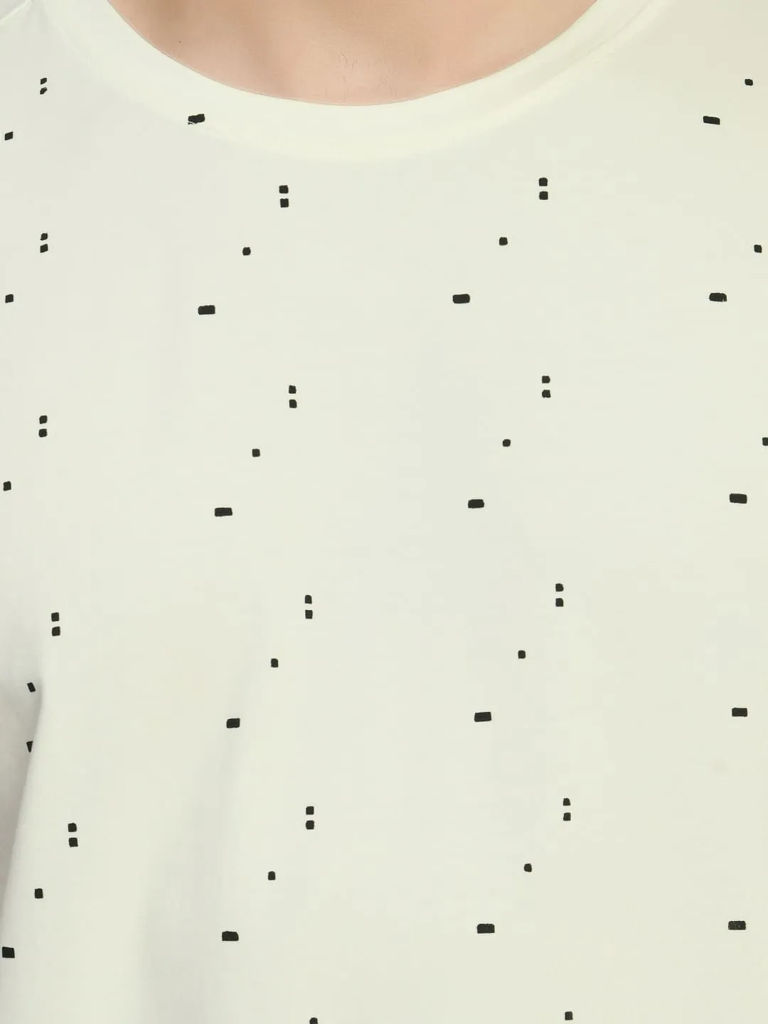 Men's White Printed Dot T-Shirt