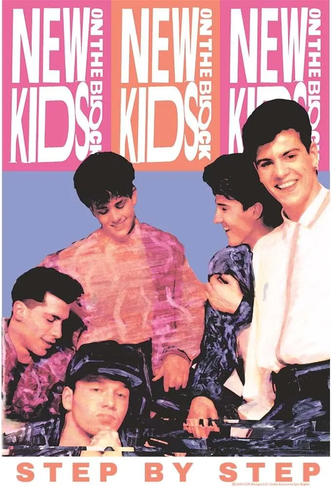 New Kids On The Block Step by Step Mens White Short Sleeve T Shirt 90s Music Boy Band Graphic Tees