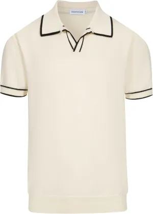 OXKNIT Mens Polo Shirts Short Sleeve Casual Knit Polo Shirt Vintage Golf T Shirts Tops with Black Stripe