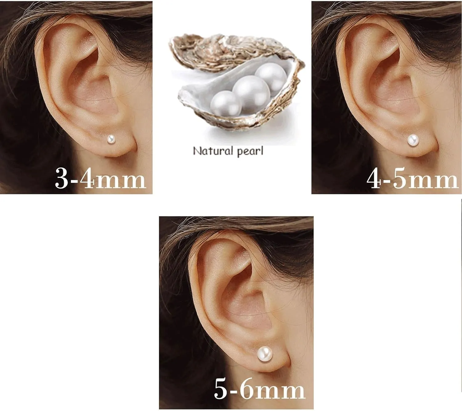 Pearl Stud Earrings Sterling Silver Small Tiny 3-5mm White Freshwater Pearl Earrings Studs Silver/Gold for Women