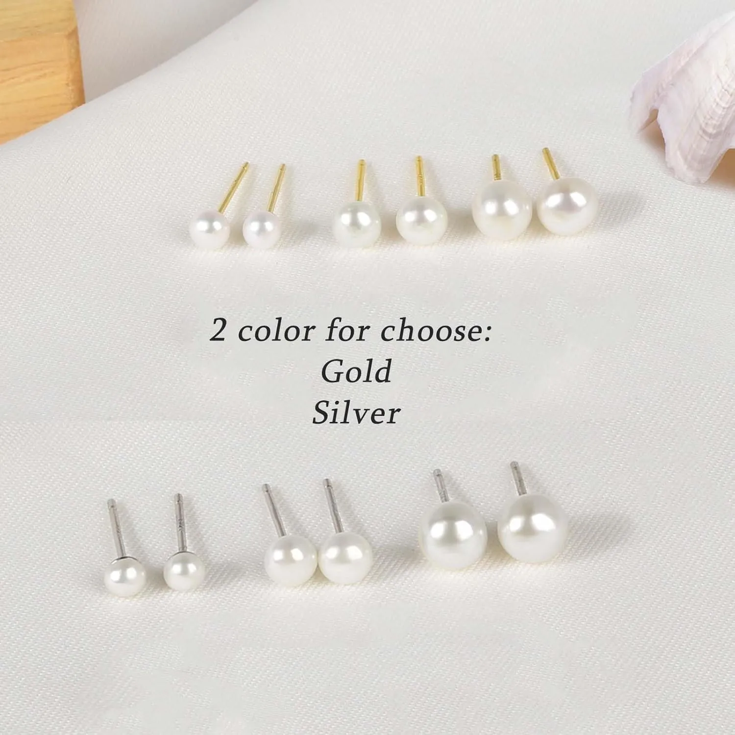 Pearl Stud Earrings Sterling Silver Small Tiny 3-5mm White Freshwater Pearl Earrings Studs Silver/Gold for Women