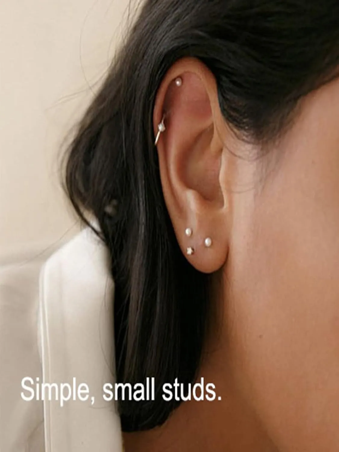 Pearl Stud Earrings Sterling Silver Small Tiny 3-5mm White Freshwater Pearl Earrings Studs Silver/Gold for Women
