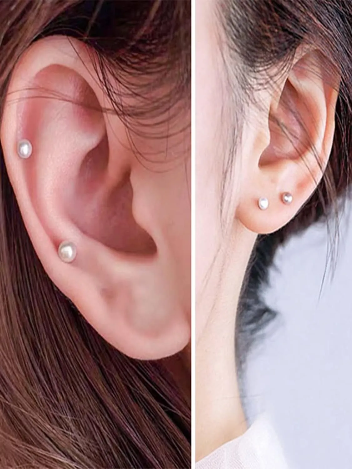 Pearl Stud Earrings Sterling Silver Small Tiny 3-5mm White Freshwater Pearl Earrings Studs Silver/Gold for Women