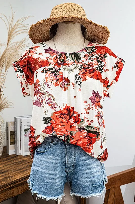 Picnic in the Park Red Floral Top