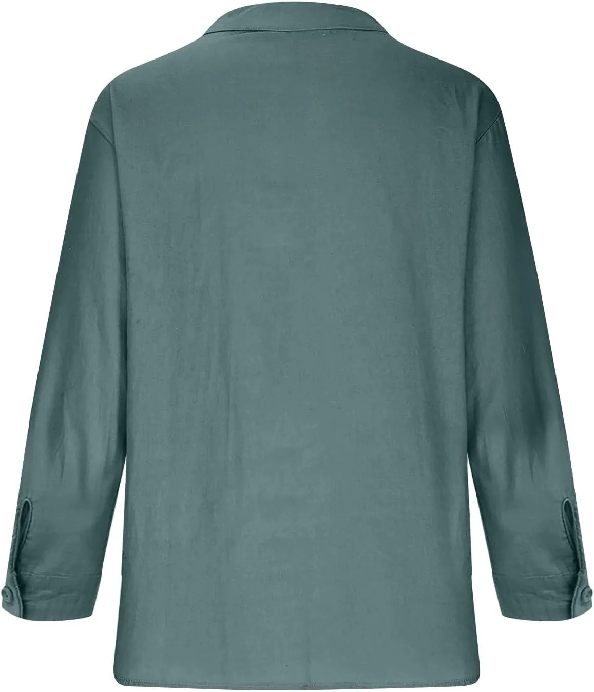 Plus Size Linen Tops for Women V Neck Long Sleeve Button Down Shirts Office Work Blouse Summer Beach Vacation Tunics