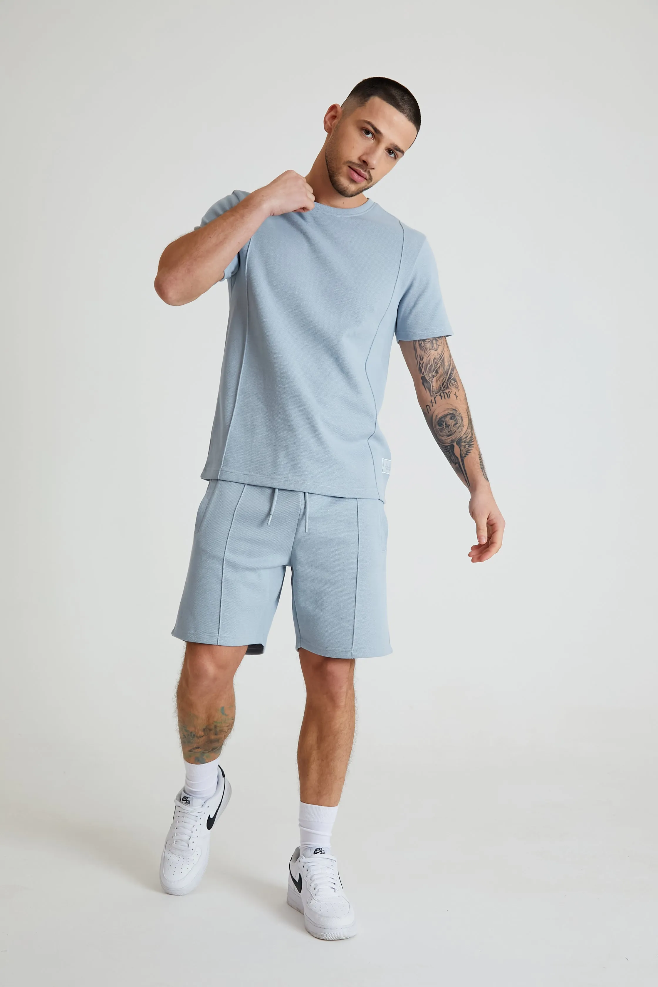 Ranger Pique crew neck Cerulean
