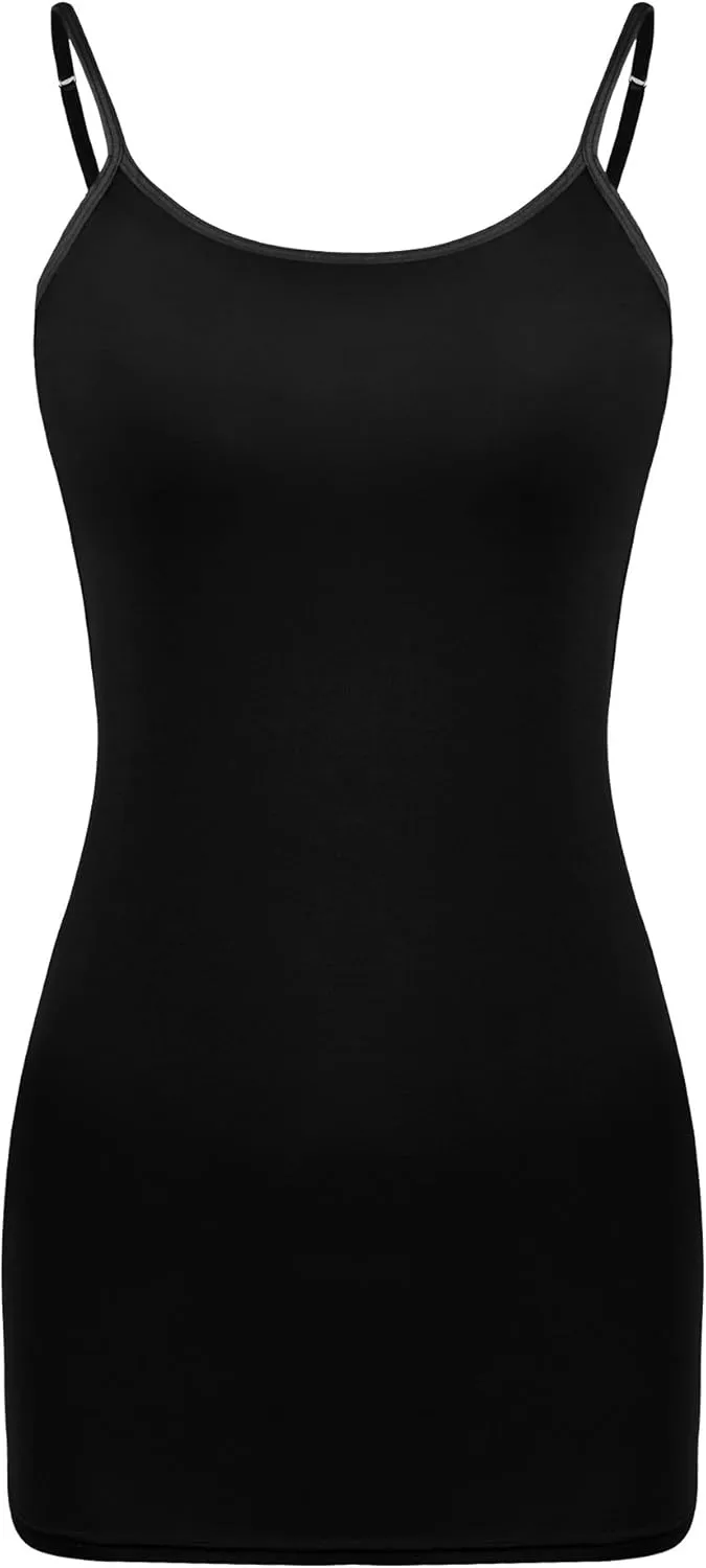 SATINIOR Women Cami Camisole Adjustable Spaghetti Strap Tank Top Basic Layering Long Tanks
