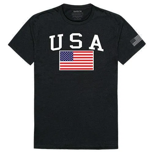 USA Flag Patriotic United We Stand Thin Red Line Freedom Cotton T-Shirts
