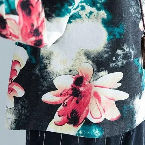 Vintage Printed Floral Linen Shirt