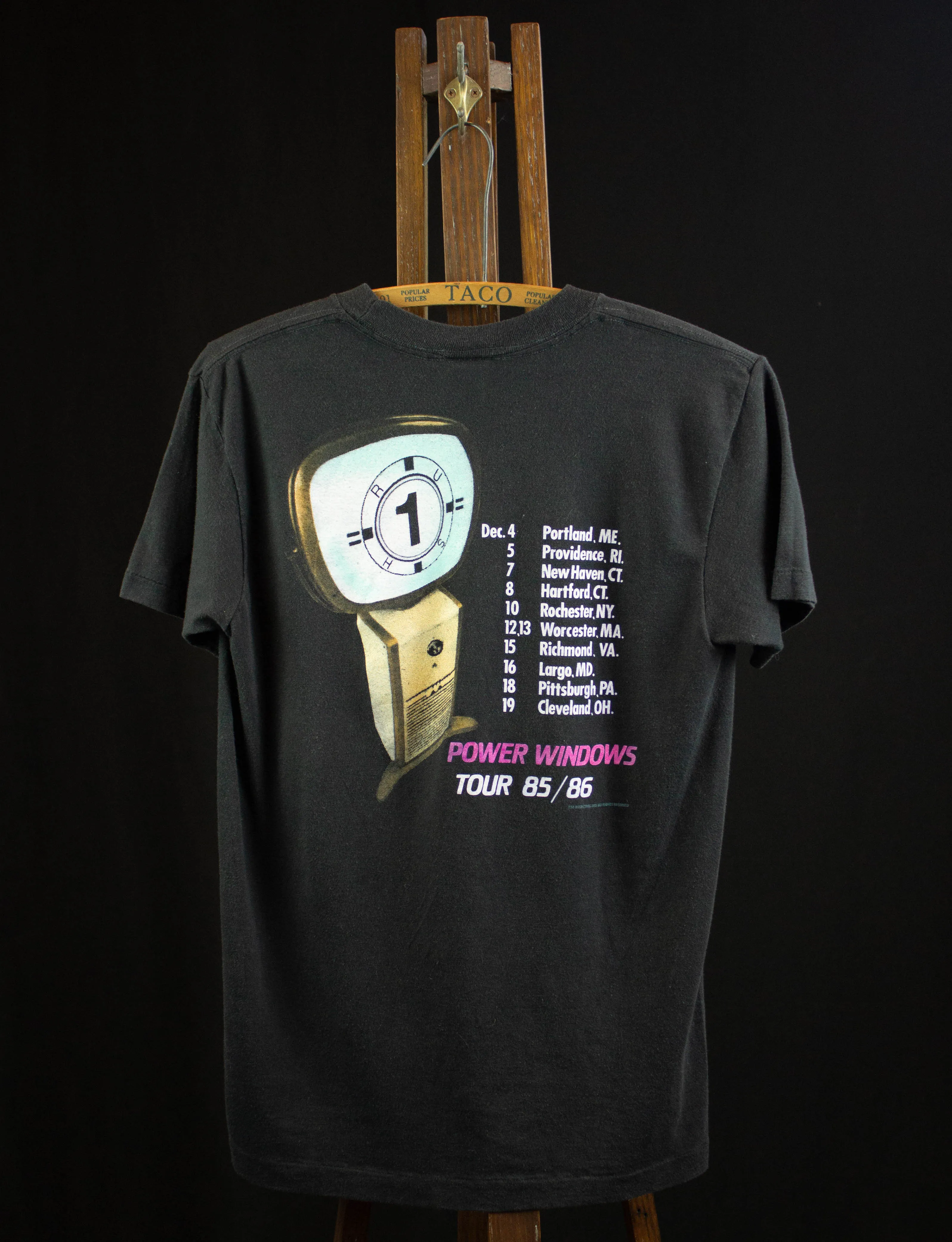 Vintage Rush Concert T Shirt 1985 Power Windows Tour Black Small