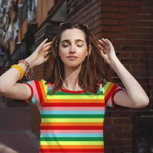 VVNTY Pride Shirts Women: LGBT Rainbow Graphic Tee Gay Pride T Shirt Lesbian Casual Red Ringer Tee