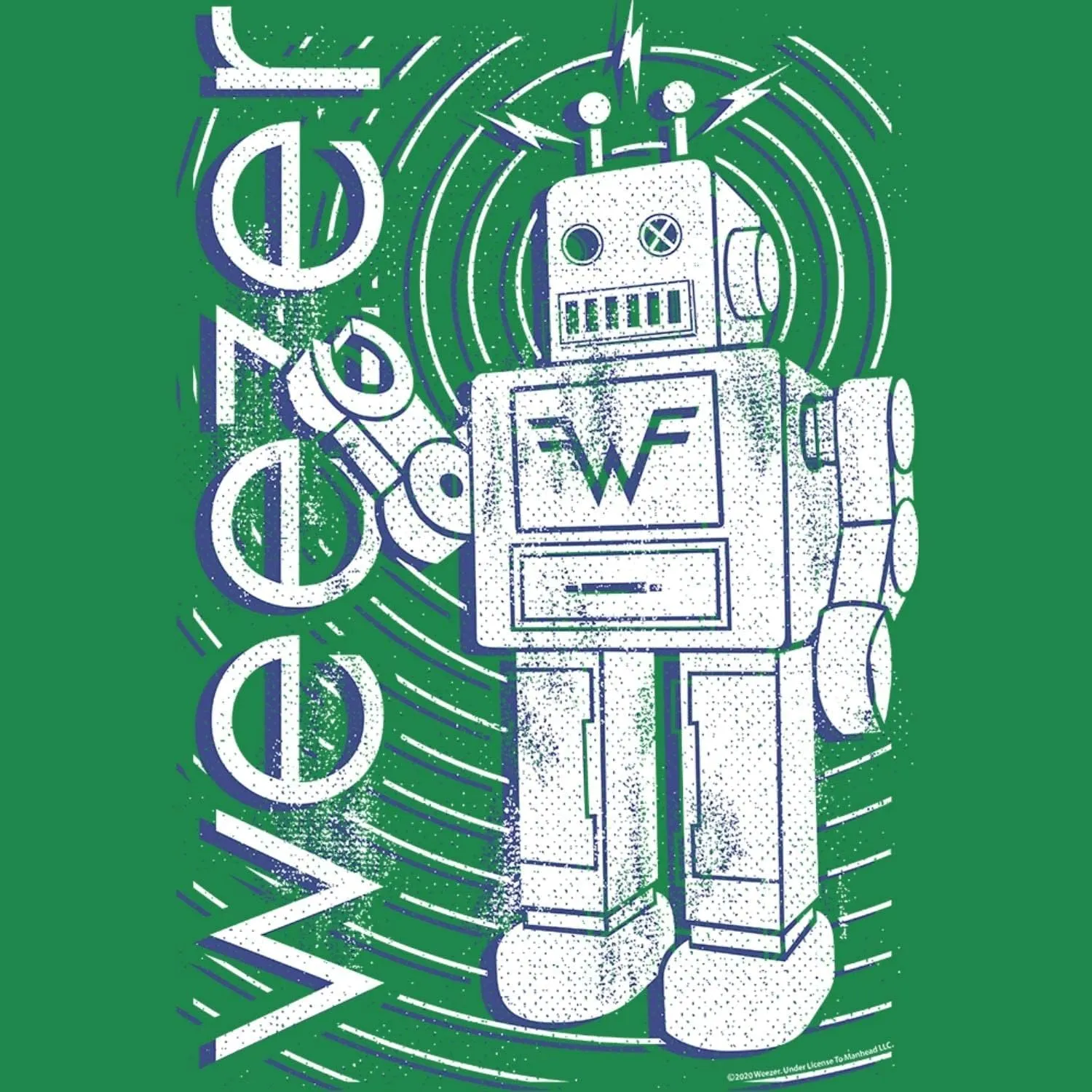 Weezer Rock Band Robot Logo Adult Short Sleeve T-Shirt Graphic Tee