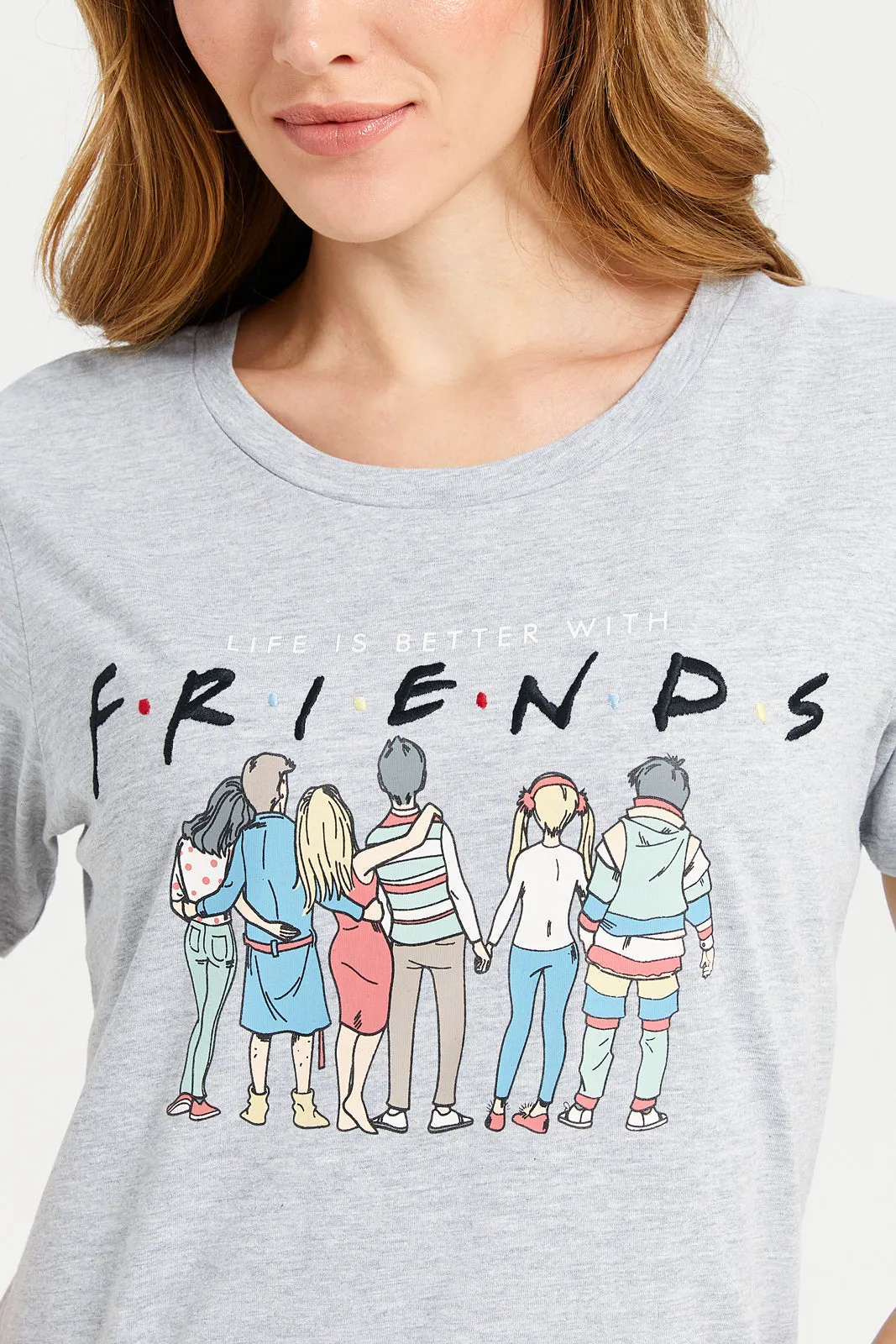 Women Grey Friends Printed T-Shirt