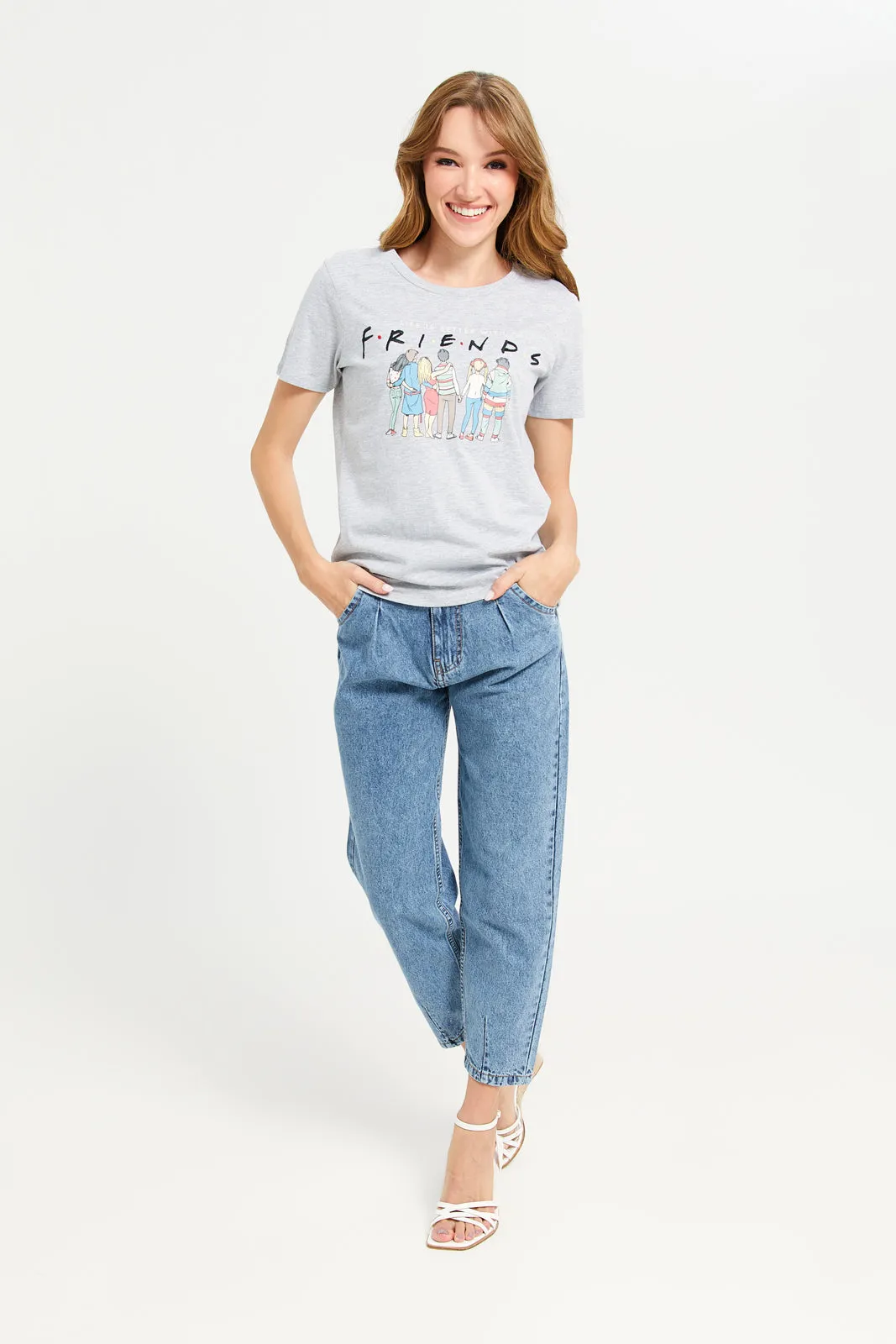 Women Grey Friends Printed T-Shirt